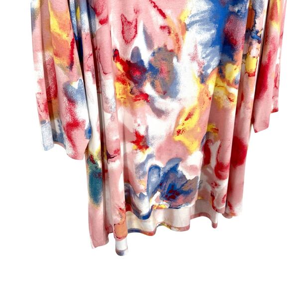 Belle by Kim Gravel Plus Size 2X Colorful Tropical Pink Floral Blouse Shirt Top - Picture 4 of 8